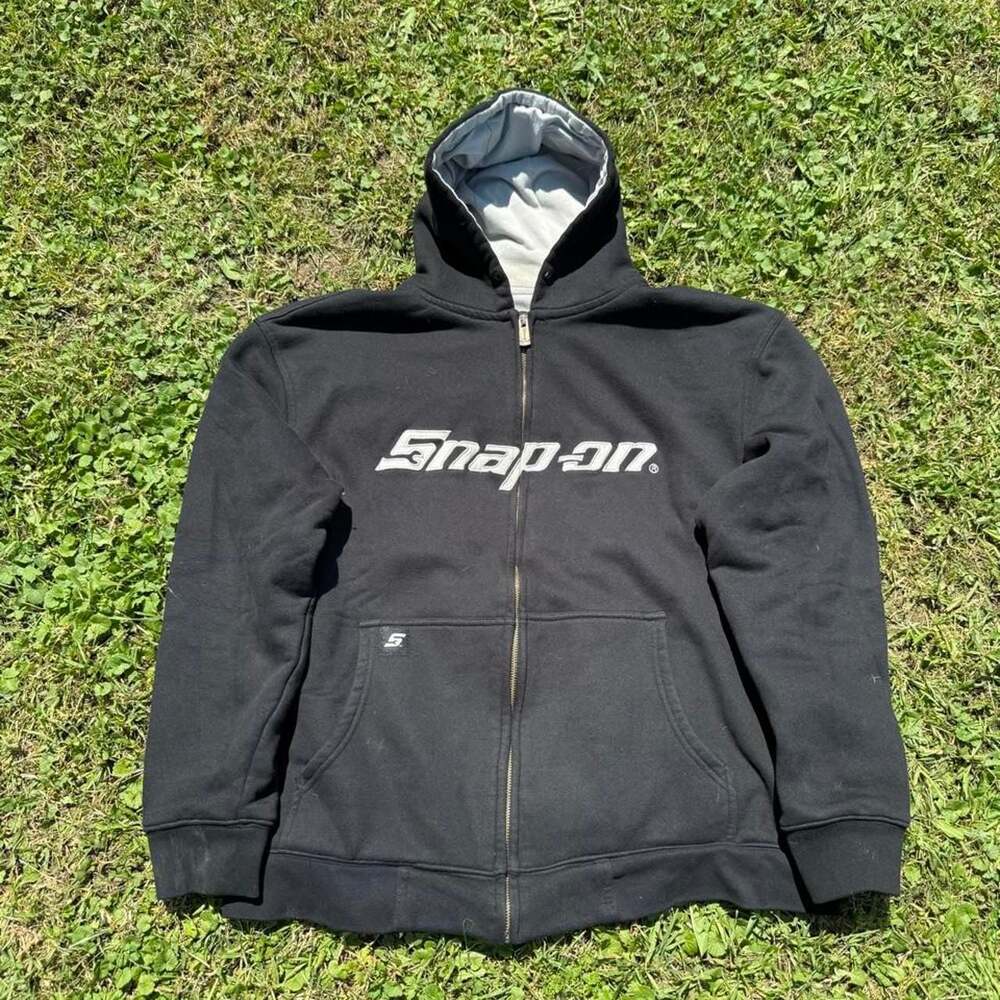 Snap-on Black Full Zip Hooded Sweatshirt